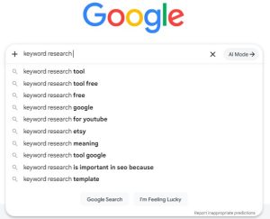 Finding long-tail keywords through SERP suggestions